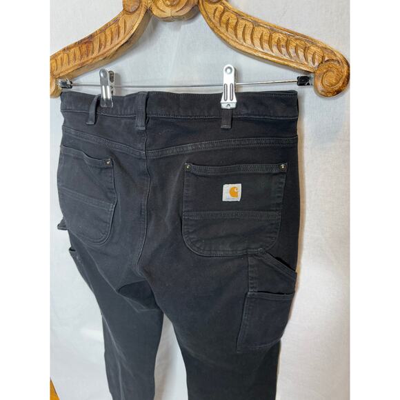 Carhartt Pants Relaxed Fit Twill Work Pants Double Front Black Straight Leg 8 - Picture 5 of 9
